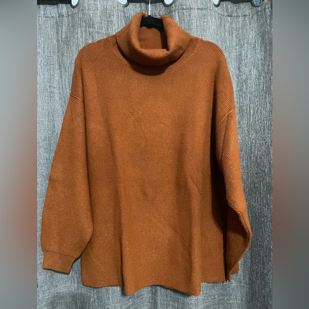 Free People Rust Ribbed Sweater
